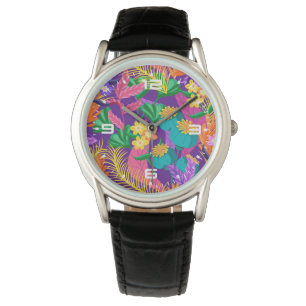 Färgrik exotisk blommig mönster-23148 armbandsur