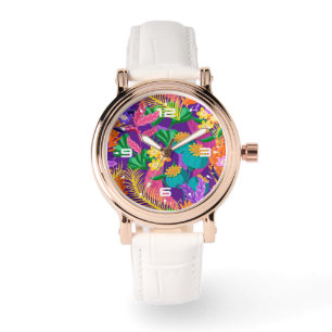 Färgrik exotisk blommig mönster-23148 armbandsur