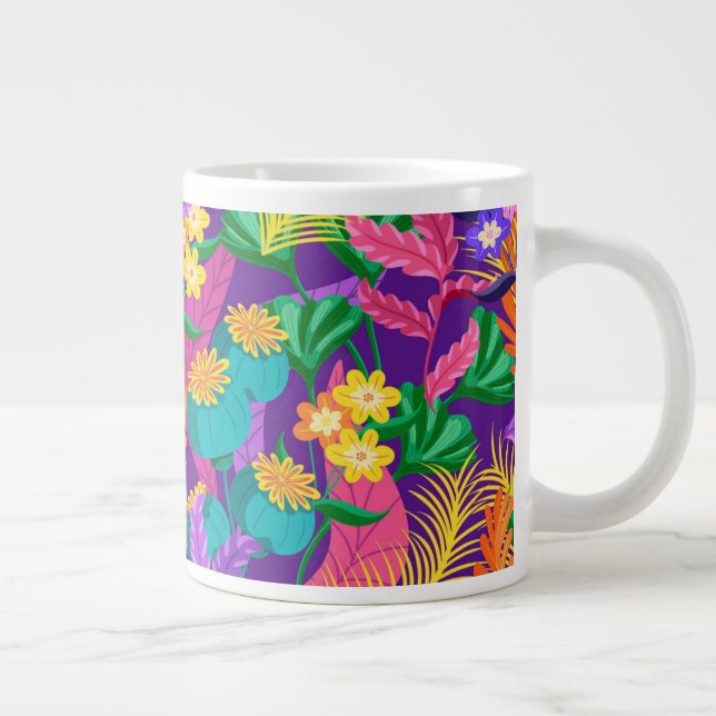 Färgrik Exotisk Blommig Mönster-23148 Jumbo Mugg (Höger)