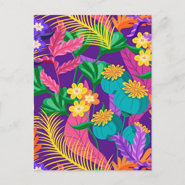 Färgrik exotisk blommig mönster-23148 vykort (Framsida)