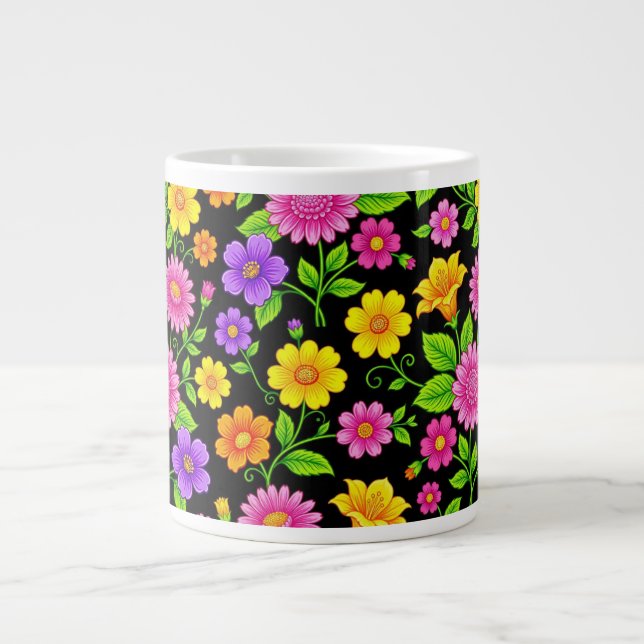 Färgrik Exotisk Blommig Mönster-35681 Jumbo Mugg (Framsidan)