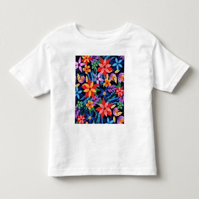 Färgrik Exotisk Blommig Mönster-68578 T Shirt (Framsida)