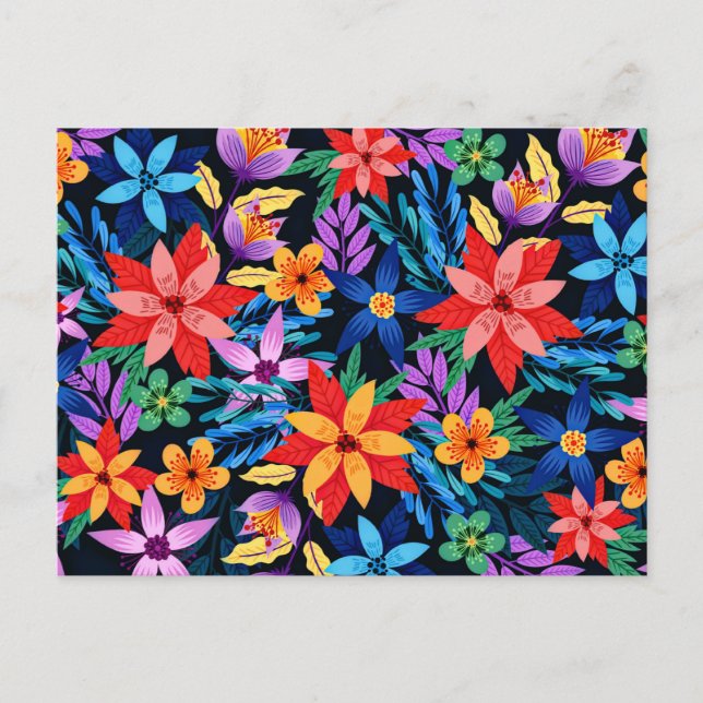 Färgrik Exotisk Blommig Mönster-68578 Vykort (Framsida)