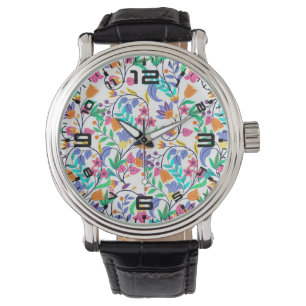 Färgrik Exotisk Blommig Mönster Armbandsur