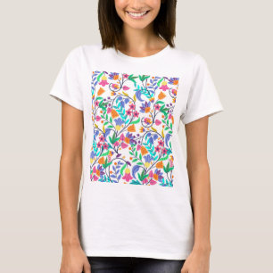 Färgrik Exotisk Blommig Mönster T Shirt