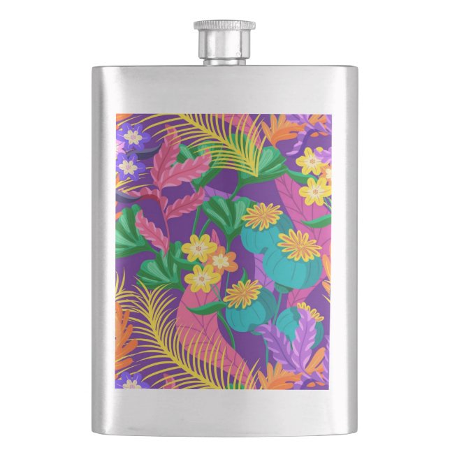 Färgrik exotisk blommig mönsterdesign  fickplunta (Framsidan)