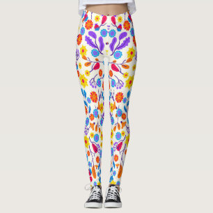 Färgrik exotisk blommönster-23146 leggings