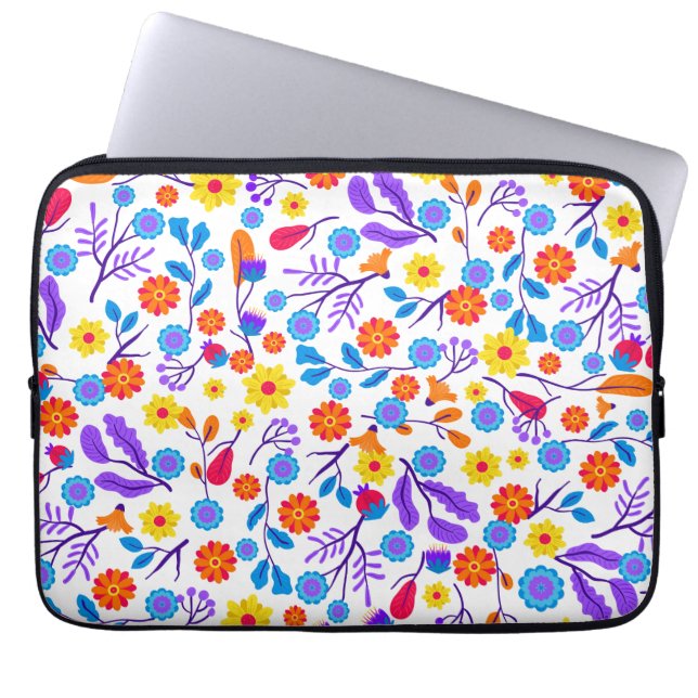 Färgrik exotisk blommönster-23165 laptop fodral (Framsidan)