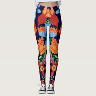 Färgrik exotisk blommönster-32436 leggings