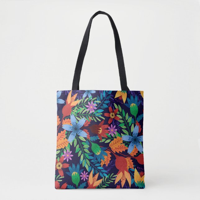 Färgrik exotisk blommönster-32436 tygkasse (Framsida)