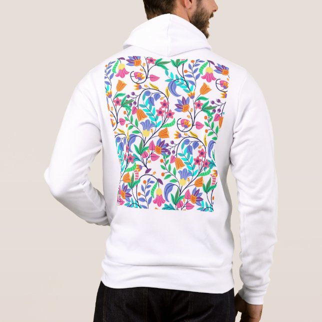 Färgrik Exotisk Blommönster T Shirt (Baksida)