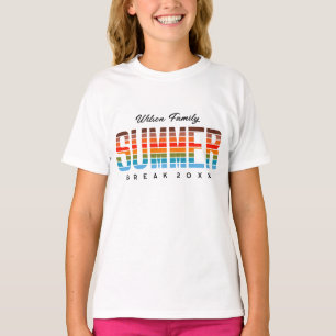 Färgrik Familj Sommar Solnedgång Strand Semester T Shirt