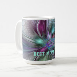 Färgrik Fantasi Abstrakt Fraktal Blomma Bästa Mamm Kaffemugg