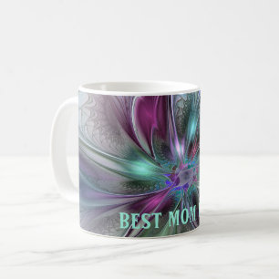 Färgrik Fantasi Abstrakt Fraktal Blomma Bästa Mamm Kaffemugg