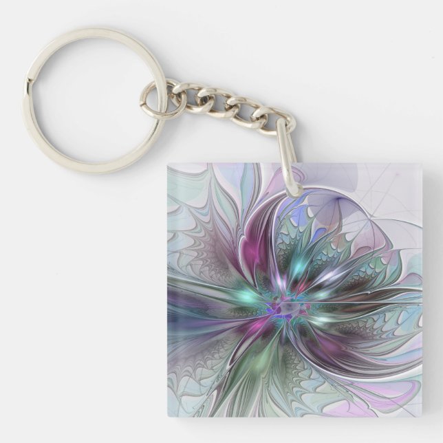 Färgrik Fantasi Abstrakt Modern Fraktal Blomma (Framsidan)