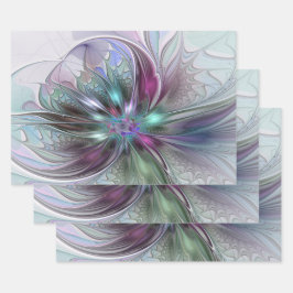 Färgrik Fantasi Abstrakt Modern Fraktal Blomma