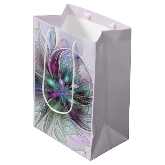 Färgrik Fantasi Abstrakt Modern Fraktal Blomma (Framsidan Vinklad)