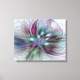 Färgrik Fantasi Abstrakt Modern Fraktal Blomma Canvastryck