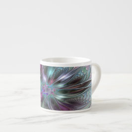 Färgrik Fantasi Abstrakt Modern Fraktal Blomma Espressomugg