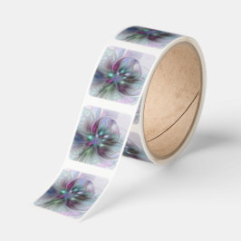 Färgrik Fantasi Abstrakt Modern Fraktal Blomma Fyrkantigt Klistermärke