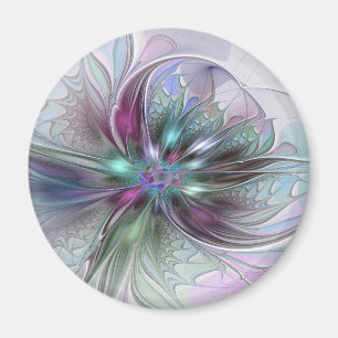 Färgrik Fantasi Abstrakt Modern Fraktal Blomma Magnet