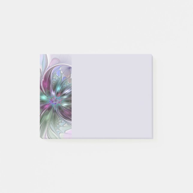 Färgrik Fantasi Abstrakt Modern Fraktal Blomma Post-it Block (Framsida)