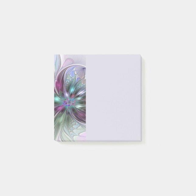 Färgrik Fantasi Abstrakt Modern Fraktal Blomma Post-it Block (Framsida)