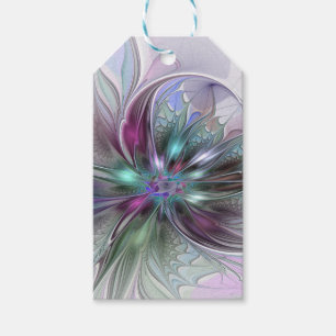 Färgrik Fantasi Abstrakt Modern Fraktal Blomma Presentetikett