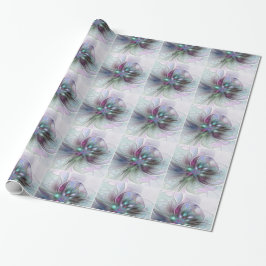 Färgrik Fantasi Abstrakt Modern Fraktal Blomma Presentpapper