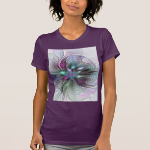 Färgrik Fantasi Abstrakt Modern Fraktal Blomma T Shirt