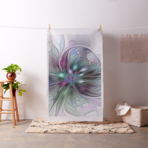 Färgrik Fantasi Abstrakt Modern Fraktal Blomma Tyg