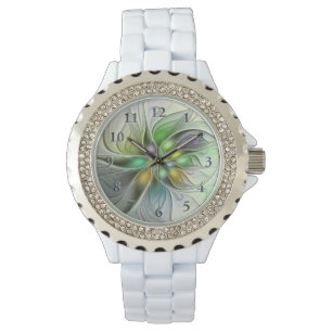 Färgrik Fantasi Blomma Modern Abstrakt Fraktal Armbandsur