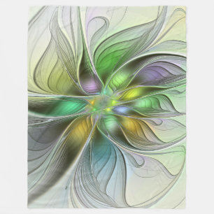 Färgrik Fantasi Blomma Modern Abstrakt Fraktal Fleecefilt