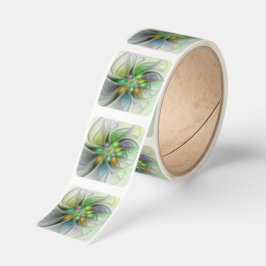 Färgrik Fantasi Blomma Modern Abstrakt Fraktal Fyrkantigt Klistermärke