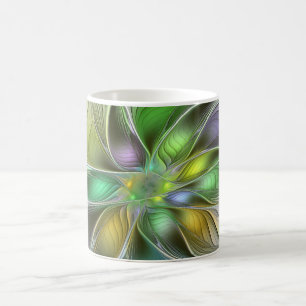 Färgrik Fantasi Blomma Modern Abstrakt Fraktal Kaffemugg