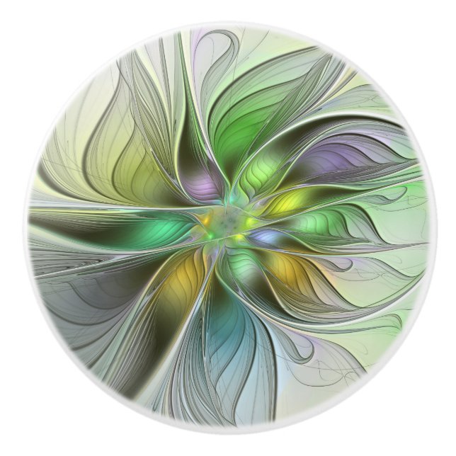 Färgrik Fantasi Blomma Modern Abstrakt Fraktal Knopp (Framsidan)