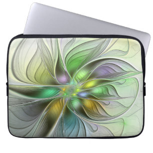 Färgrik Fantasi Blomma Modern Abstrakt Fraktal Laptop Fodral