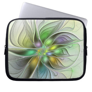Färgrik Fantasi Blomma Modern Abstrakt Fraktal Laptop Fodral