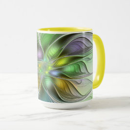 Färgrik Fantasi Blomma Modern Abstrakt Fraktal Mugg