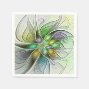 Färgrik Fantasi Blomma Modern Abstrakt Fraktal Pappersservett