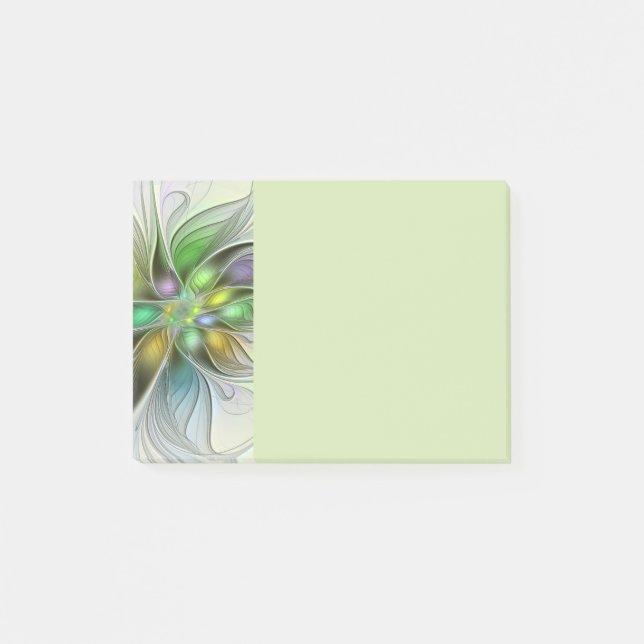 Färgrik Fantasi Blomma Modern Abstrakt Fraktal Post-it Block (Framsida)