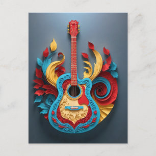 Färgrik fantasi gitarr vykort