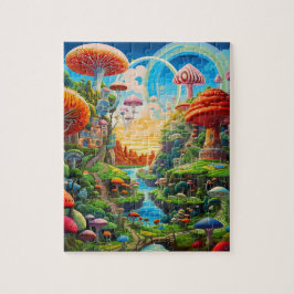 Färgrik Fantasi Magi Surreal Land Pussel