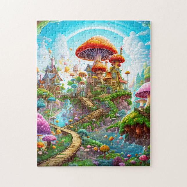 Färgrik Fantasi Magi Surreal Land Pussel (Vertikal)