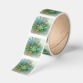 Färgrik Fantasi Modern Abstrakt Blomma Fraktal Fyrkantigt Klistermärke