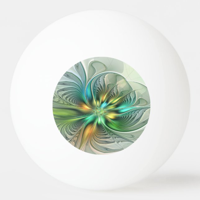 Färgrik Fantasi Modern Abstrakt Blomma Fraktal Pingisboll (Framsidan)