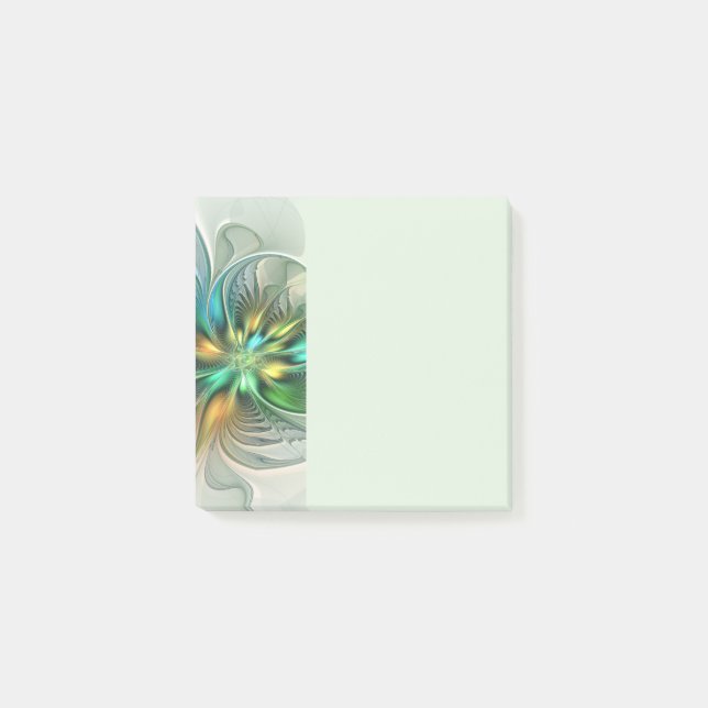 Färgrik Fantasi Modern Abstrakt Blomma Fraktal Post-it Block (Framsida)
