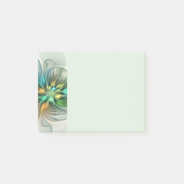 Färgrik Fantasi Modern Abstrakt Blomma Fraktal Post-it Block (Framsida)