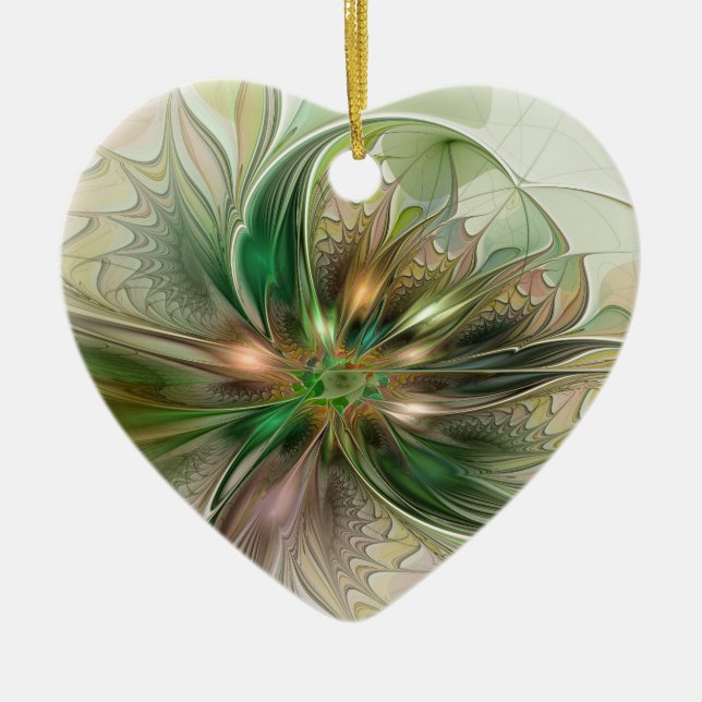 Färgrik Fantasi Modern Abstrakt Fraktal Blomma Julgransprydnad Keramik (Framsidan)