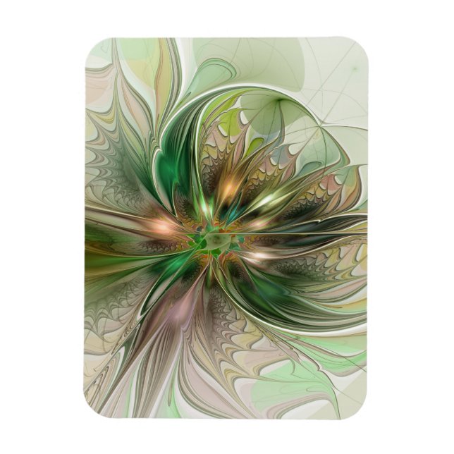 Färgrik Fantasi Modern Abstrakt Fraktal Blomma Magnet (Vertikal)